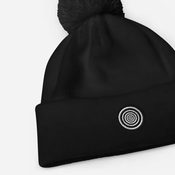 “The Target” Pom-pom Beanie - Black - Image 2