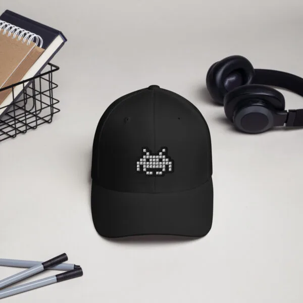 “The Space Invader” Flexfit Cap - Black - Image 9