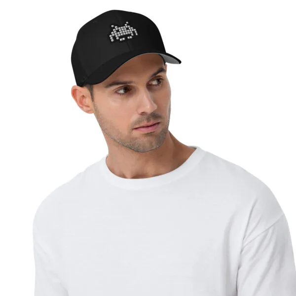 “The Space Invader” Flexfit Cap - Black - Image 2