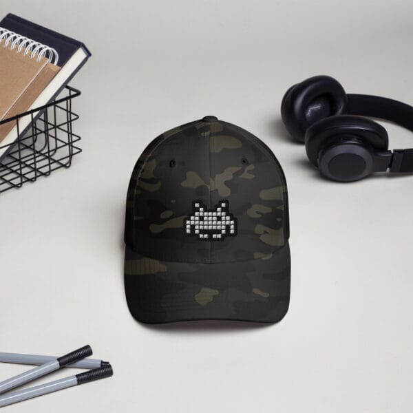 “The Space Invader” Flexfit Cap - Dark Camo - Image 8