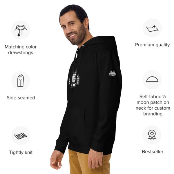 “The Space Invader” Premium Hoodie - Black - Image 16