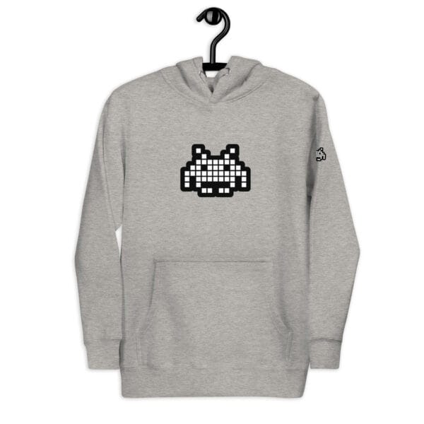 “The Space Invader” Premium Hoodie - Grey - Image 11