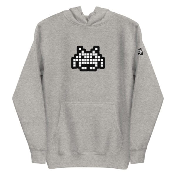“The Space Invader” Premium Hoodie - Grey - Image 9