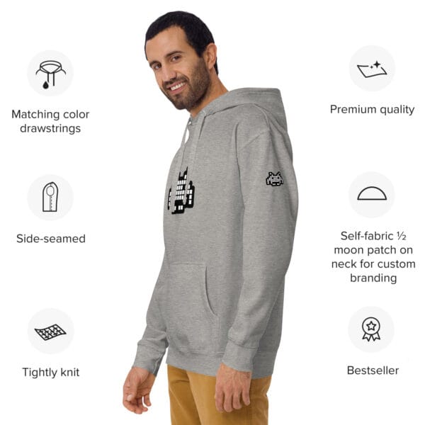 “The Space Invader” Premium Hoodie - Grey - Image 16